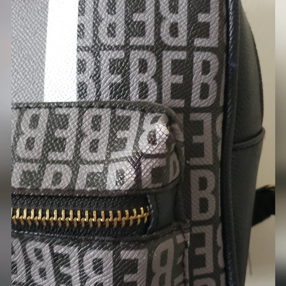 BEBE RINA LOGO SMALL BLACK SIGNATURE LOGO PRINT BACKPACK BAG W/ POUCH